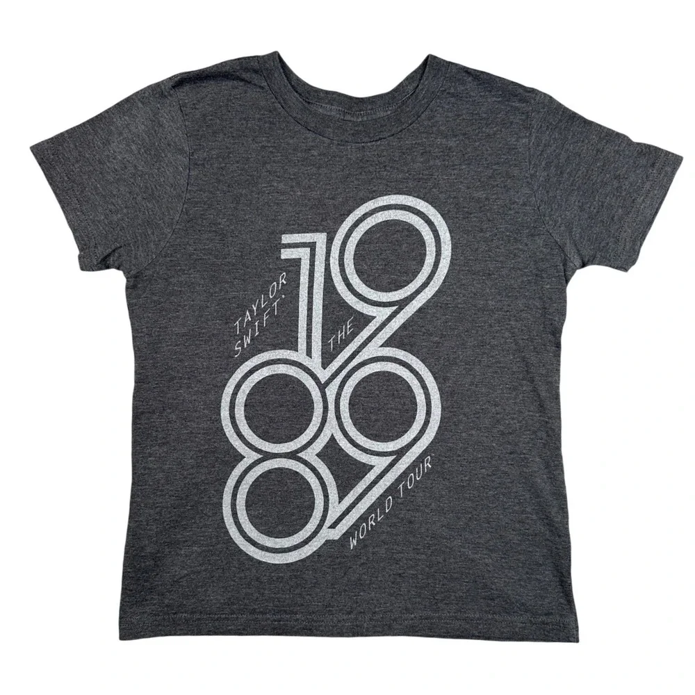 Taylor Swift 1989 World Tour Shirt Kids Medium Gray Concert Graphic Tee Youth